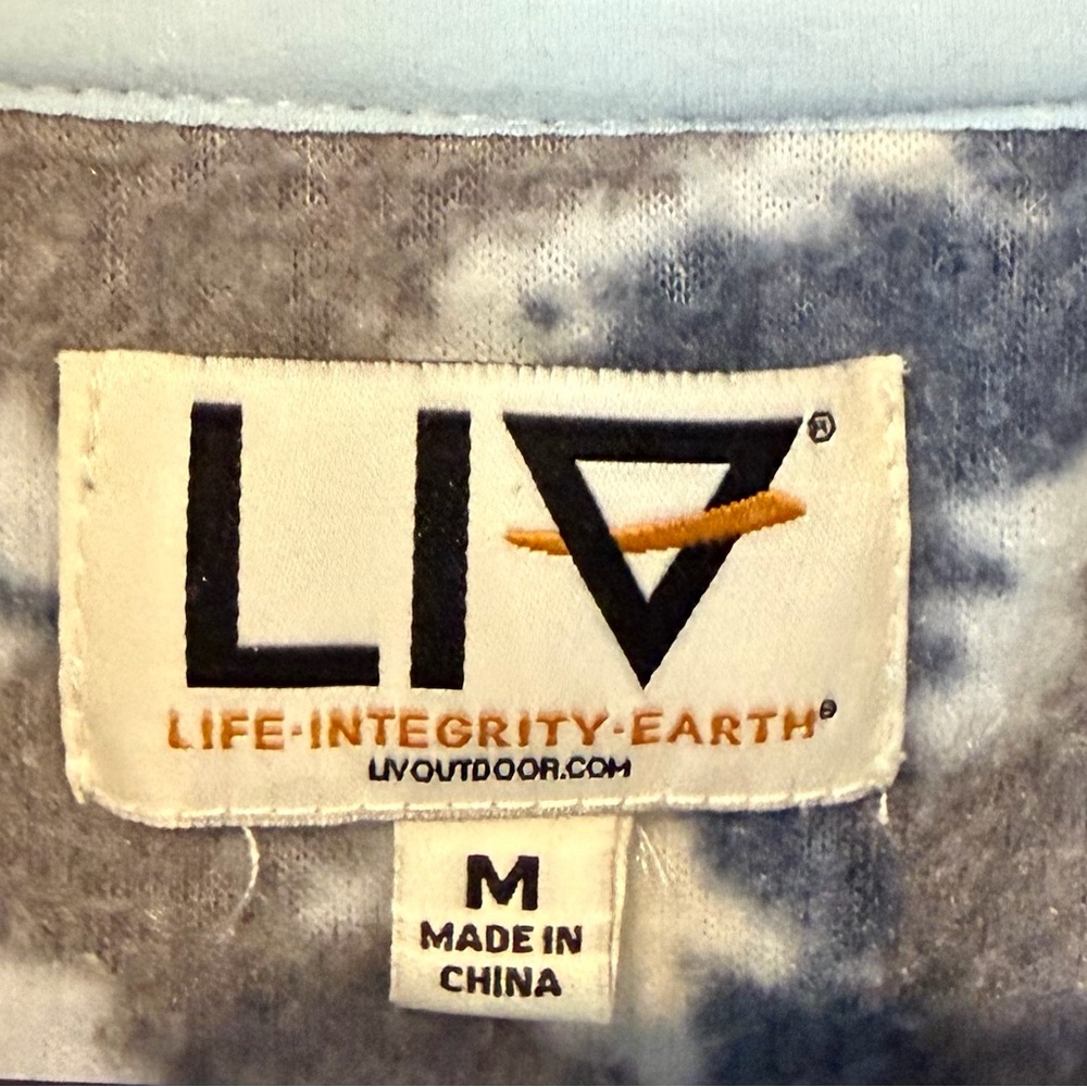 LIV Outdoor Women’s Medium Fleece Pullover Snap Neck Blue Brown Cozy Pattern - Picture 5 of 5